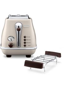 De'Longhi De'longhi Toaster »Incona Vintage »CTOV 2103.BG«« 2 kurze Schlitze 900 W im Retro Look, cremefarben in beige