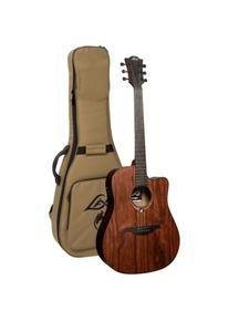 Lâg Guitars Sauvage DCE (Konzertgitarre, Brown Brankowood (pinus radiata), Pale Brankowood, Khaya, Smoked Eucalyptus Rough Sawn Finish), Gitarre, 