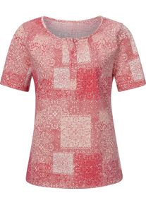 Damen Rundhalsshirt mit Knopfleiste, kurz hummer-bedruckt Gr&ouml;&szlig;e 48