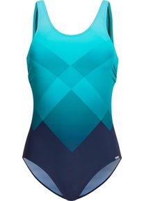 feel good Damer Baddr&auml;kt med grafiskt m&ouml;nster marin-turkos, med tryck Gr&ouml;&szlig;e 40C