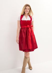 Dirndl met fluweel en schort van satijn (2-dlg. set) - rood - maat 44 - fluweel - bonprix