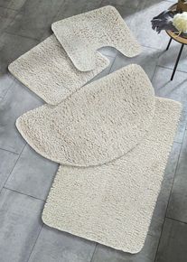 Hoogpolige badmad - beige - maat 1 (wc-mat voor staand toilet 45/50cm) - bonprix