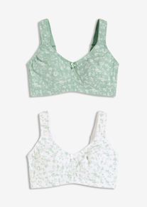 Bh zonder beugels (set van 2) met biologisch katoen - groen - maat 95B - met katoen - bonprix