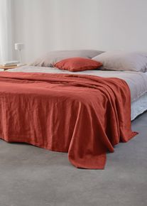 Veelzijdige linnen plaid van hooge kwaliteit - bruin - maat 210x140 cm - linnen - bonprix