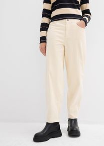 Corduroy broek in barrel model - beige - maat 44 - met katoen - bonprix