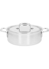 Demeyere Tiefe Bratpfanne mit 2 Griffen und Deckel 5-PLUS 40851-381-0 - 24 CM, Pfanne + Kochtopf, Silber