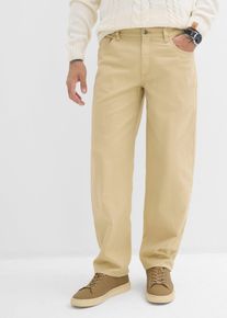 Relaxed Fit Twillhose mit Dehnbund Straight, beige, Gr&ouml;&szlig;e 46, mit Baumwolle, bonprix
