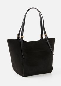 Shopper, schwarz, Größe 30x25 cm, Veloursleder, bonprix