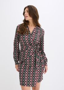 Wickelkleid aus strukturiertem Jersey, schwarz, Gr&ouml;&szlig;e 52/54 (XXL), bonprix