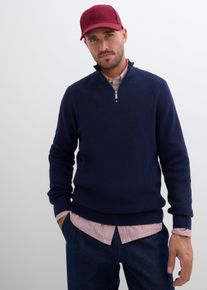 Troyer aus reiner Baumwolle, blau, Gr&ouml;&szlig;e 64/66 (3XL), 100% Baumwolle, bonprix