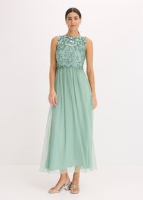 Maxikleid mit Paillettenstickerei, gr&uuml;n, Gr&ouml;&szlig;e 50, bonprix