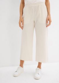 Palazzo-Hose aus Seersucker 7/8 Länge, beige, Größe 48, 100% Baumwolle, bonprix