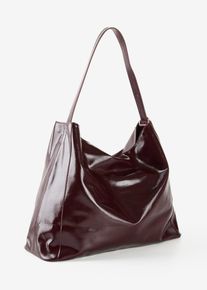 Shopper, rot, Größe 32x40,5 cm, Veloursleder, bonprix