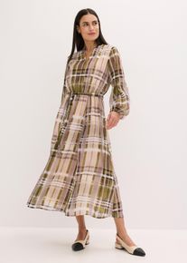 Chiffonkleid mit Bindeband, beige, Größe 44, bonprix