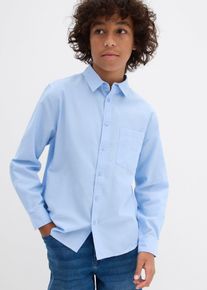 Oxford-Langarmhemd aus reiner Bio-Baumwolle, blau, Größe 146, 100% Baumwolle, bonprix