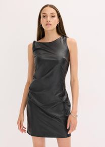 Offshoulder Minikleid in Lederimitat, schwarz, Größe 36/38 (S), bonprix