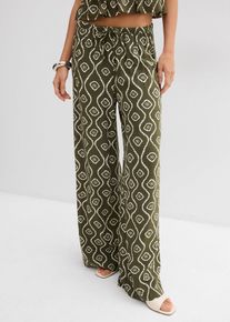 Schlupfhose aus flie&szlig;ender Viskose, gr&uuml;n, Gr&ouml;&szlig;e 42, Viskose, bonprix