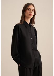 Seidensticker Overhemdblouse Zwarte roos Lange mouwen kraag uni dames lange blouses maat XL (42) zwart
