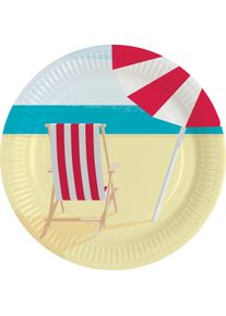 Amscan 8 assiettes en papier de vacances à la plage 23cm