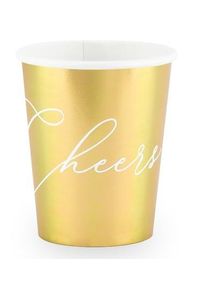 partydeco 6 metalliske papirkopper Cheers 260ml