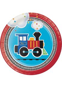 8 assiettes en papier tuf tuf locomotive 18cm