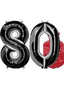 Amscan 80th birthday helium bottle with balloons