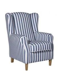 Max Winzer Ohrensessel , Blau, Weiß , Textil , Buche , Streifen , 77x103x86 cm , Goldenes M, Made in Europe , Wohnzimmer, Sessel, Ohrensessel