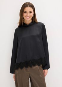Blus i f&ouml;ljsam satin - svart - storlek 36 - bonprix