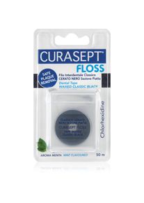 CURASEPT Dental Tape Waxed Classic Black waxed ribbon floss with antibacterial ingredients Mint 50 m