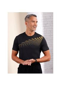 CLASSIC , Rundhalsshirt »Freizeitshirt«, (1 tlg.) , schwarz-ocker , 48/50 , für Sport und Freizeit