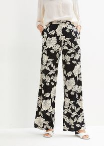 bonprix Femei Pantaloni palazzo din viscoză fluidă, negru, 54