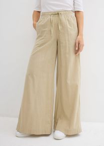 bonprix Mujer, Pantalón palazzo de algodón puro, verde, 42