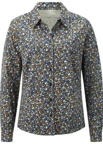 Dames Jerseyblouse van vormvast materiaal marine/oudroze gedessineerd Maat 54