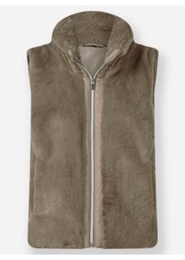 Damen Fellimitatweste in kürzerer Form in schlamm ,Größe 36, WITT, 100% Polyester