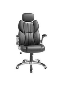 Songmics Boxxx Chefsessel , Schwarz, Silberfarben , Textil , Sternfuß , 70x129x72 cm , Sitzfläche 360° drehbar, ergonomische Rückenlehne , Büromöbel, Büromöbel-Sets & Büromöbel-Serien, Büromöbelserien