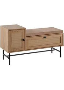 Mid.you Schuhbank , Eichefarben , Metall , 1 Schubladen , Füllung: Schaumstoff , 100x60x38 cm , Garderobe, Schuhaufbewahrung, Schuhregale