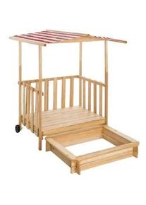 TecTake Sandkasten Gretchen,106 x 105 x 137 cm,rot , Rot , Holz , 105x137x106 cm , Ce , Outdoor Spielzeug, Sandkästen