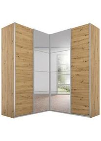 Xora Eckkleiderschrank , Eiche Artisan , Metall , 12 Fächer , 181x187x229 cm , Blauer Engel, Goldenes M, Made in Germany , umfangreiches Zubehör erhältlich, in verschiedenen Holzdekoren erhältlich, Schrankfront mit Spiegel , Schlafzimmer, Kleiderschränke, Eckschränke