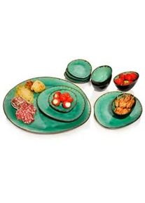 Sänger Sänger Servierplatten SET Palm Beach - 11 teilig aus Steingut , Grün , Keramik , 11-teilig , 16.5x32x38 cm , kratzfest , Tischkultur & Servieren, Servierplatten