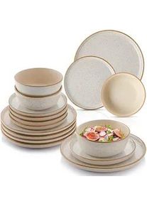 Sänger Sänger Tafelservice RIO Creme - 18 teilig aus Steingut , Creme , 18-teilig , Rund , 17x25x25 cm , kratzfest , Essen & Trinken, Geschirr, Geschirr-Sets, Tafelservice