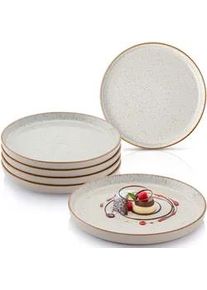 Sänger Sänger Dessertteller SET RIO Creme - 6 teilig aus Steingut , Creme , 6-teilig , Rund , kratzfest , Essen & Trinken, Geschirr, Teller, Kuchenteller