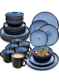 Sänger Sänger Kombiservice Aruba - 24 teilig aus Steingut , Blau , 24-teilig , Rund , 50x30x80 cm , kratzfest , Essen & Trinken, Geschirr, Geschirr-Sets, Kombiservice