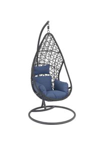 Ambia Garden Hängesessel , Blau, Grau , Metall, Kunststoff, Textil , Füllung: Baumwollfüllung,Baumwollfüllung , 122x200x104 cm , Gartenmöbel,