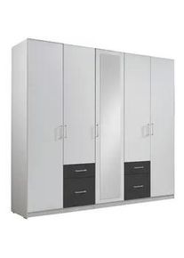 wimex Mid.you Drehtürenschrank , Graphitfarben, Weiß , Kunststoff , 3 Fächer , 4 Schubladen , 225x210x58 cm , in verschiedenen Größen erhältlich, in verschiedenen Holzdekoren erhältlich , Schlafzimmer, Kleiderschränke, Drehtürenschränke
