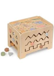 Musterkind Motorikspiel , Naturfarben , Holz, Textil , 32x32x42 cm , CE, EN 71 , Spielzeug, Holzspielzeug