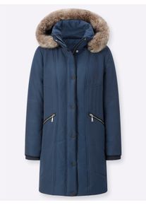 Dames Gewatteerde jas met afneembare capuchon in donkerblauw ,maat 20, WITT, 100% Polyester
