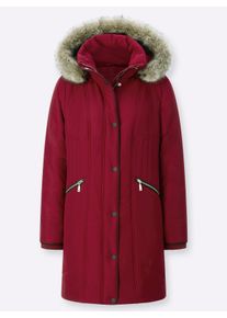 Dames Gewatteerde jas met afneembare capuchon in donkerrood ,maat 36, WITT, 100% Polyester