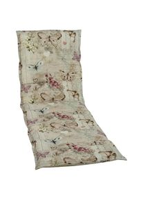 GO-DE, Liegenauflage, creme/braun/rose, Bezug: 65% Polyester, 35% Baumwolle, B/H/T: 190 cm x 5,5 cm x 60 cm, creme/braun/rose