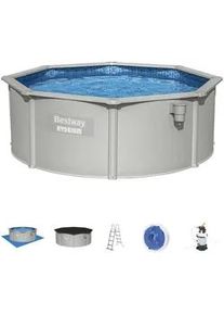 Bestway Pool SET Hydrium 56574 , Blau, Grau , Metall, Kunststoff , Kreise , 120 cm , Freizeit & Co, Pools & Wasserspass, Aufstellpools