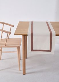 bonprix Bio-pamut futó asztalterítő színes szegéllyel, bézs, hossz/szél. 180/30 cm